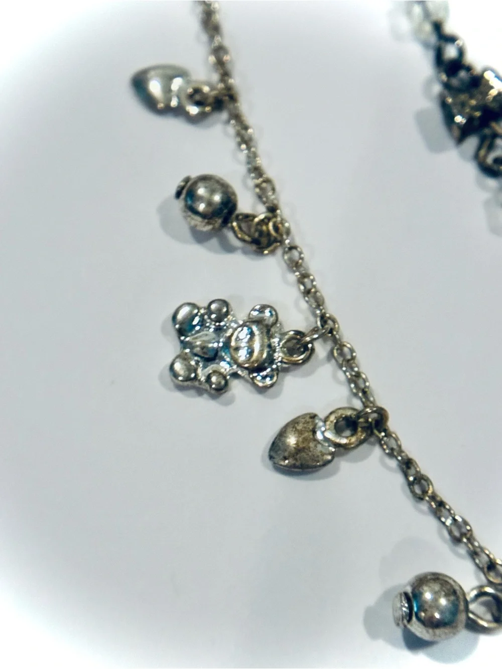 2 Vintage Claires Little Girls Silver Tone Charm Bracelets, 6 inches